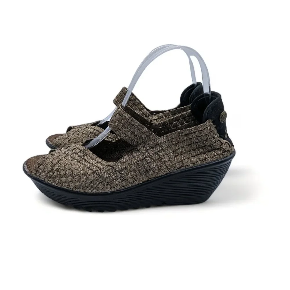 Bernie Mev. Lulia Bronze Beige Women's Handwoven Casual Wedge Shoes sz 41 US 10M